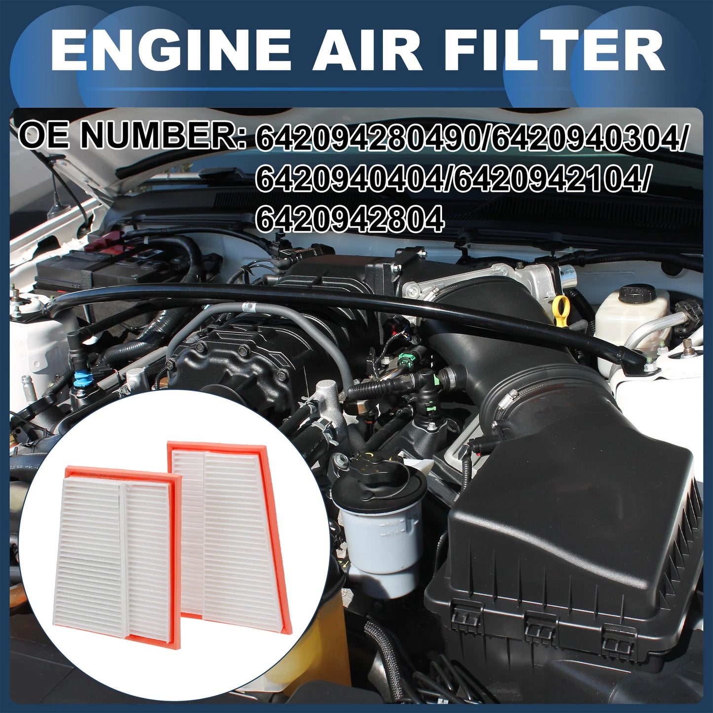 Set of 2 Engine Air Filters No.642094280490 for Mercedes-Benz CLS500 (2006–2011)