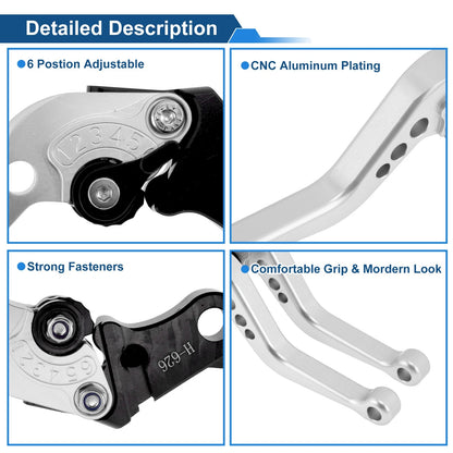Adjustable Short Brake Clutch Levers for Honda CB599/CB600 (2002–2007) Silver Tone