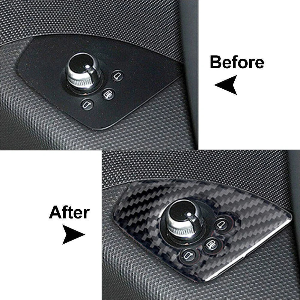Carbon Fiber Black Interior Door Lock Button Cover Trim for Audi TT TTRS (2008-2014)