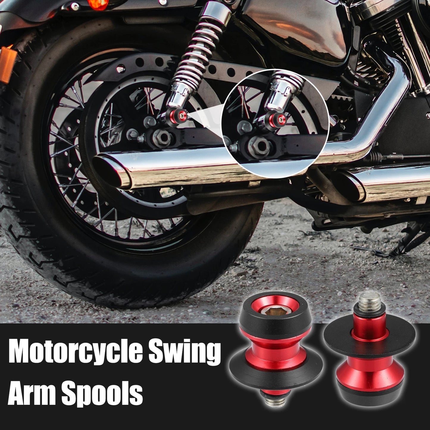 1 Pair M10x1.5 Red Aluminum Alloy Swing Arm Spools for Kawasaki