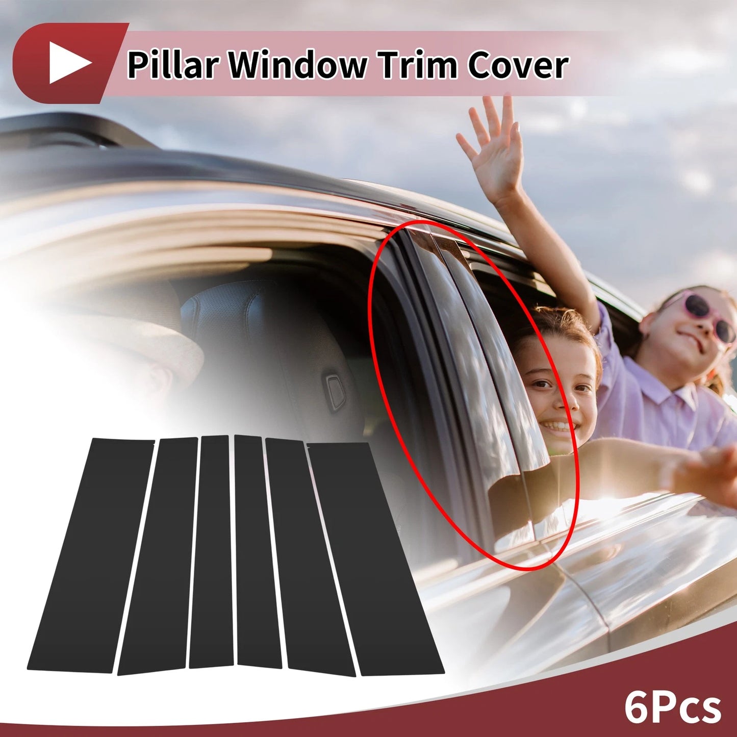 Door Pillar Window Trim for Nissan Serena (2016–2019) Black Left Right