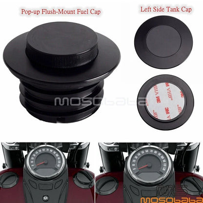 Left Side Tank Cap & Flush Mount Fuel Cap for Harley FLDE FLFB FLFBS FXLR (2018-2023)