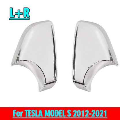 L+R Side Rear View Mirror Chrome Cover Lower Holder for Tesla Model S (2012–2021)