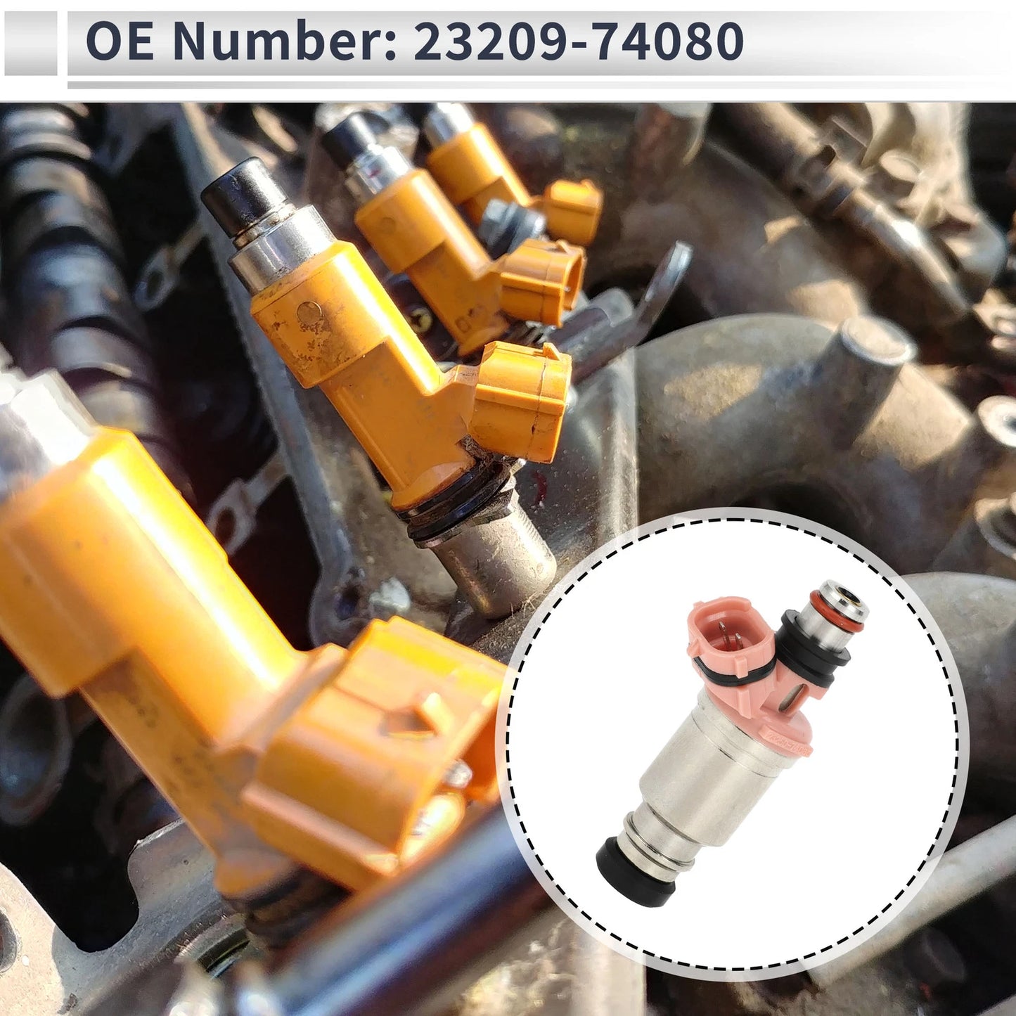 Fuel Injector No. 23209-74080 for Lexus LX450 (1996–1997) 1Pc Pink Silver Tone
