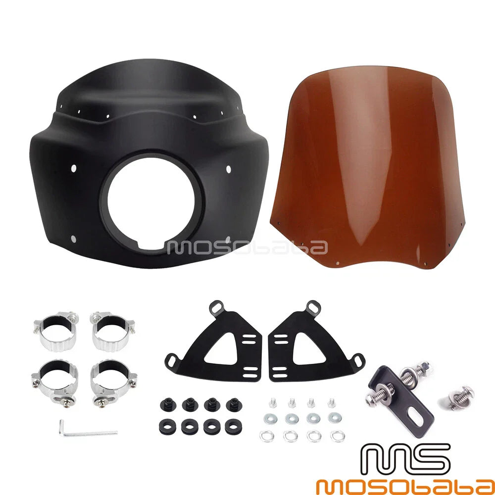 15" Windshield & Front Headlight Fairing for Harley Softail FXST FXLR FXBBS