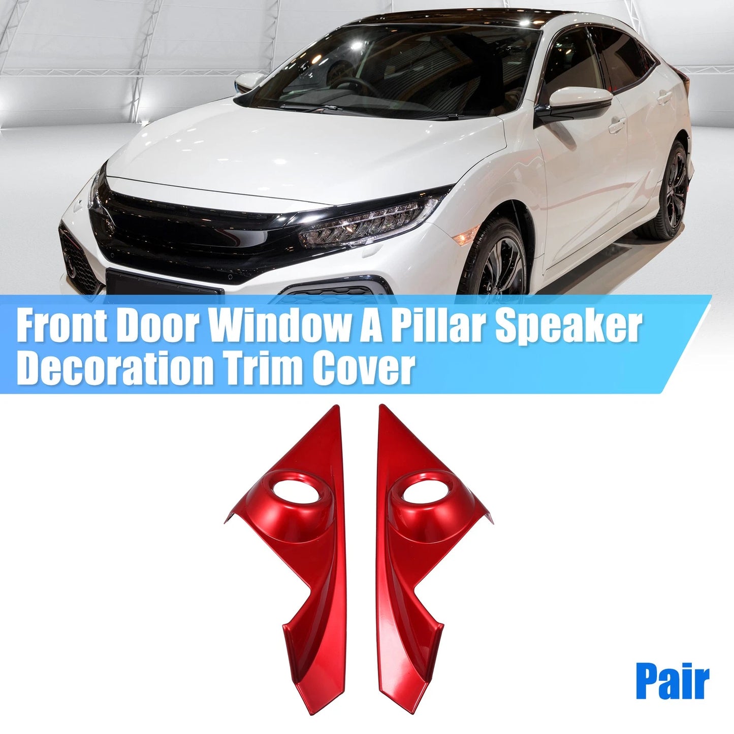 Red Front Door Window A Pillar Speaker Trim Cover for Honda Civic (2016–2021)