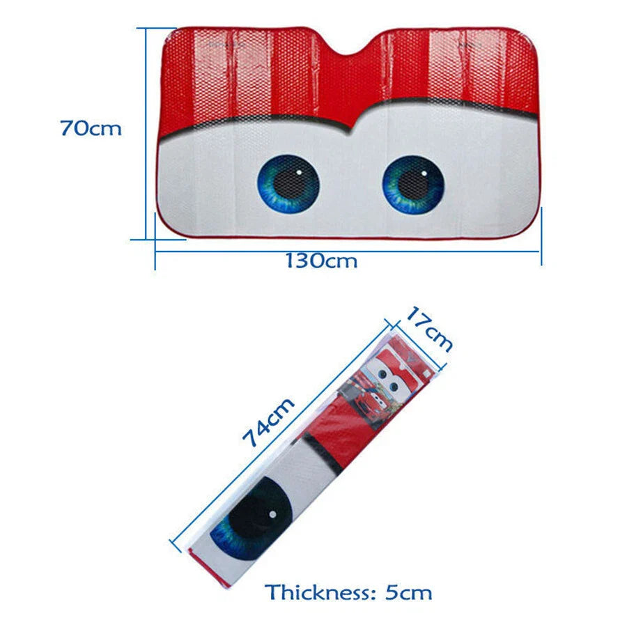 Cartoon Eye Windshield Sunshade Cover for Car - Red (No Year Specified)