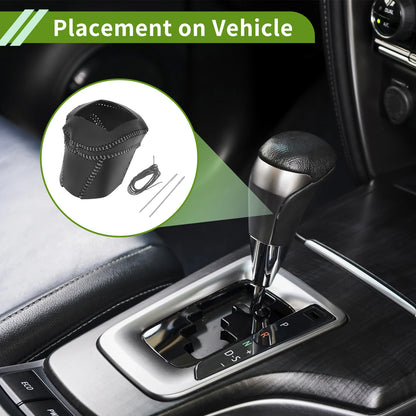 Gear Shift Knob Cover for Nissan Rogue (2021–2024) Black Grey Faux Leather