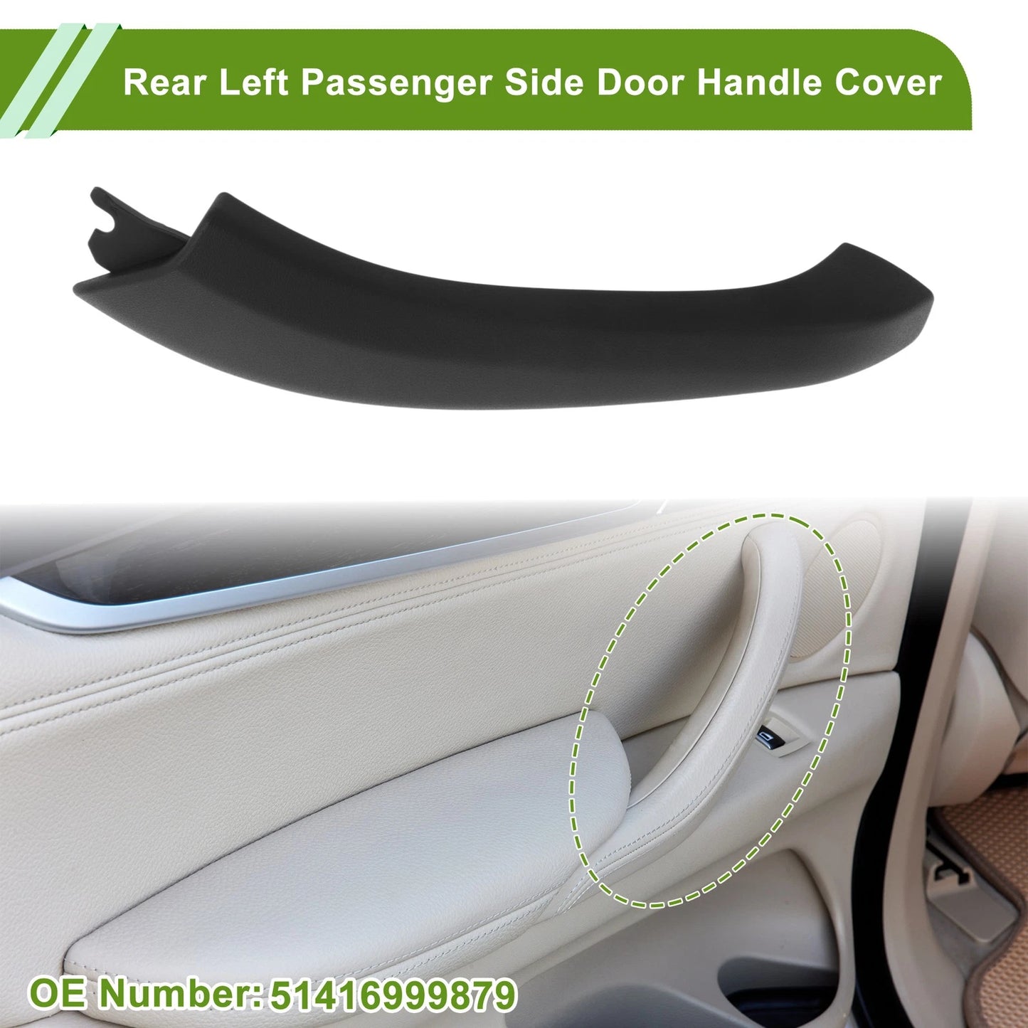 Door Panel Handle Pull Trim Cover for BMW X3 G01 (2018–2021) No. 51416999879 Black