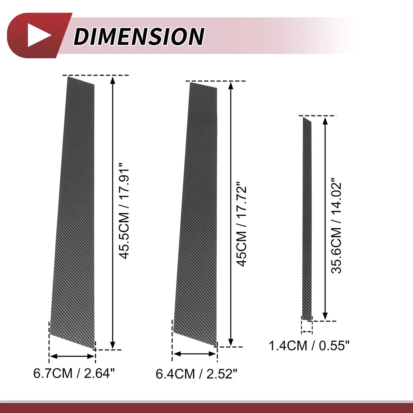 Set of 6 Door Pillar Window Trim for Nissan Altima (2002–2006) Carbon Fiber