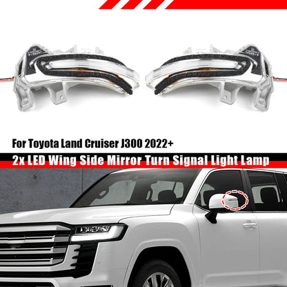 Clear LED Side Wing Mirror Turn Signal Lights for Toyota Land Cruiser J300