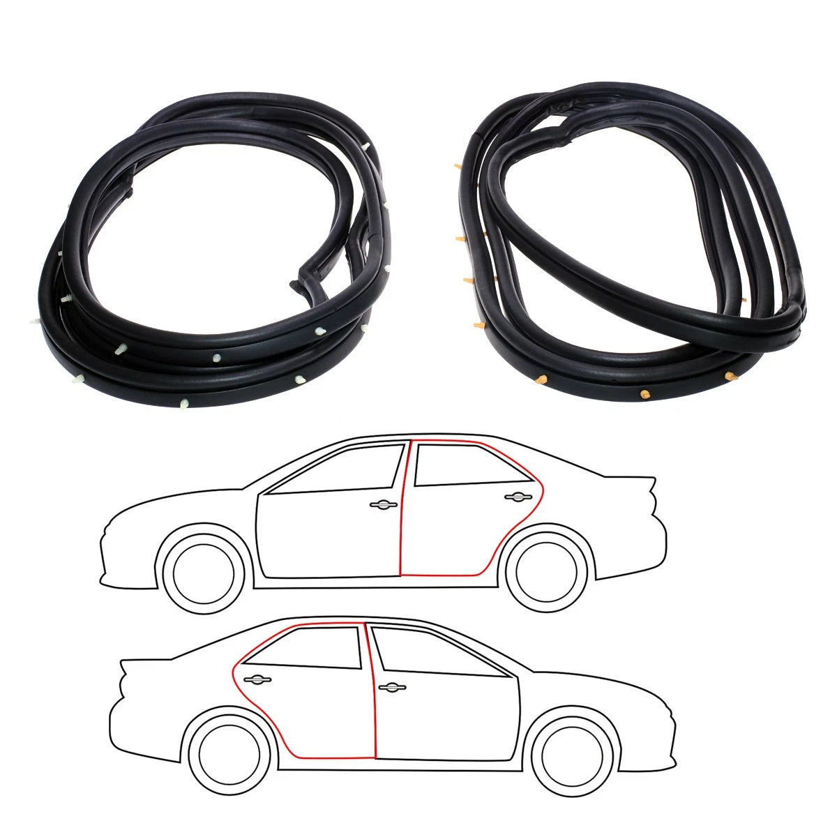 Set of 2 Rear Door Weatherstrips for Mitsubishi Galant Eterna Σ (1980–1987)