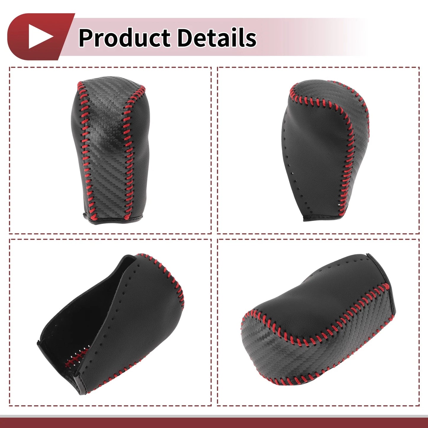 Gear Shift Knob Cover for Toyota Corolla (2014–2018) Red Faux Leather