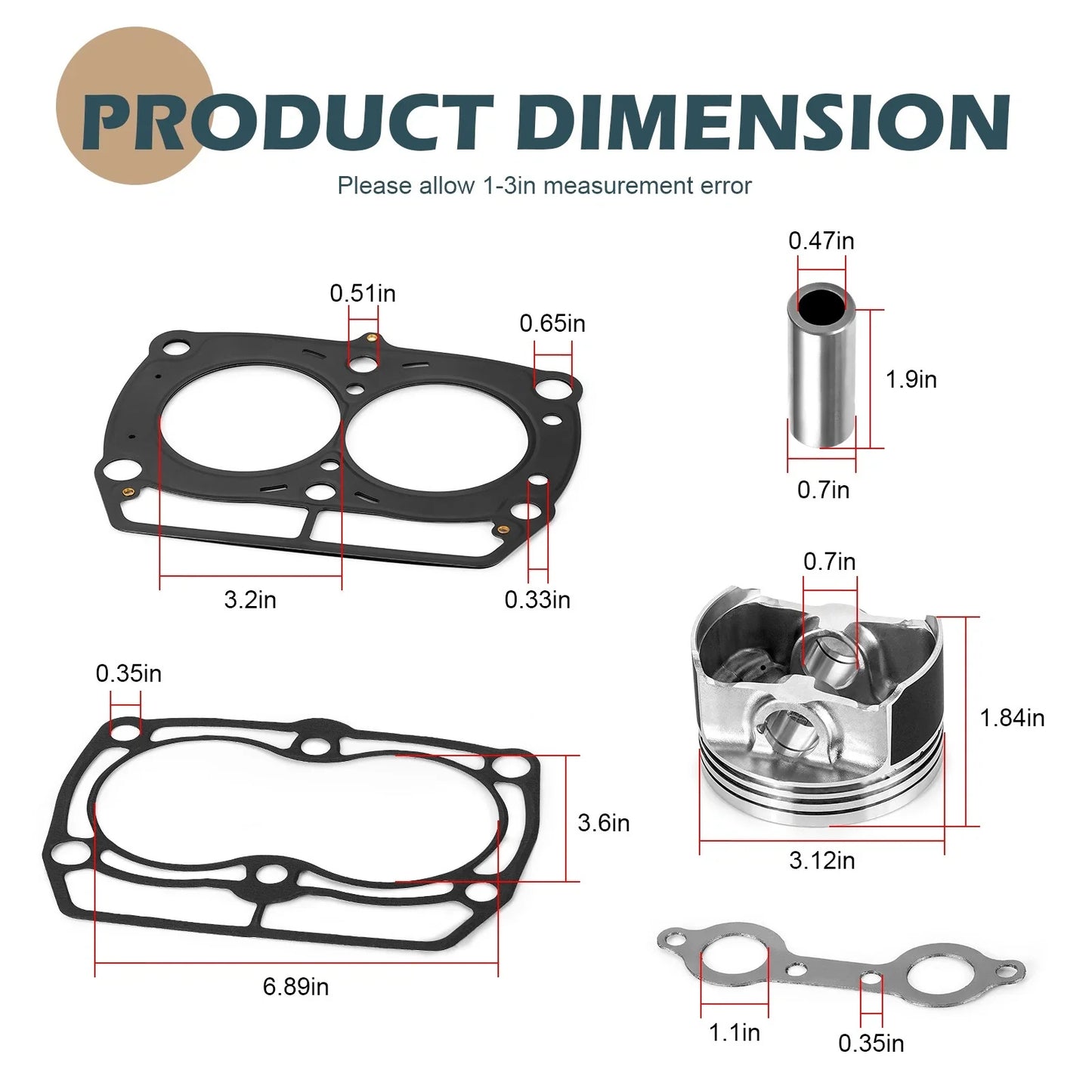 Top End Gasket Piston & Ring Set Kit for Polaris Ranger (2010–2014)