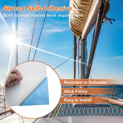 Self-Adhesive Boat Flooring Strip 96"L x 24"W Dark Gray with Blue Line