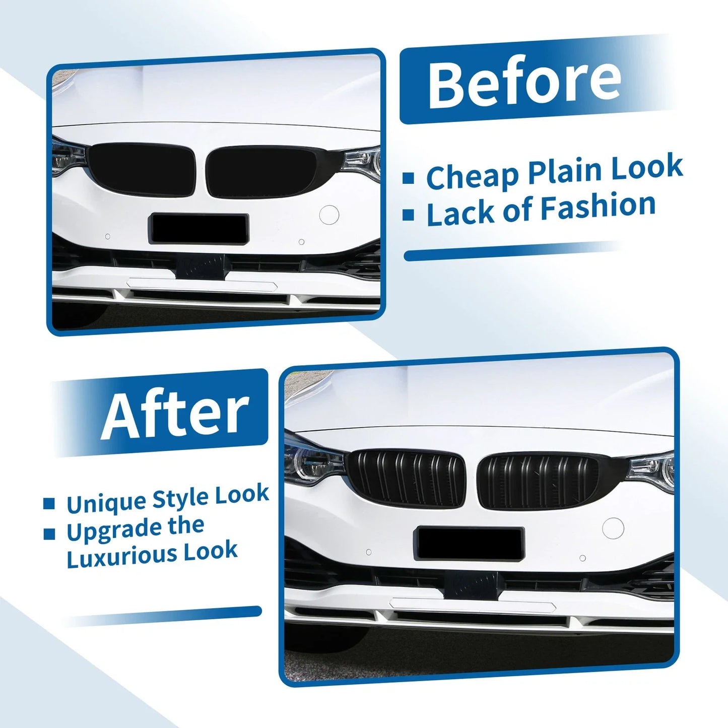 Matte Black Hood Grill Kidney Grille Double Slat for BMW F32 (2013 - 2018) 4-Door