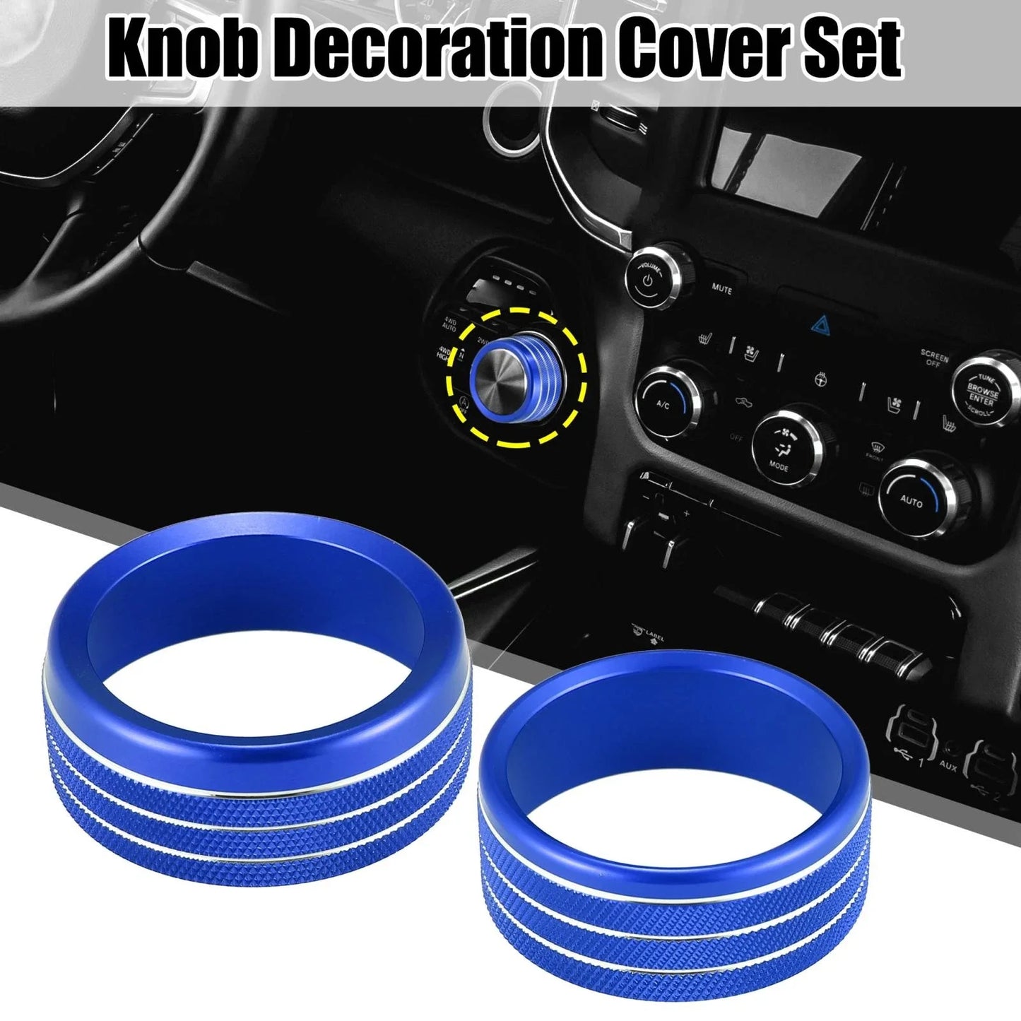 Headlight Switch Knob Trim Cover Set for Dodge Ram (2018-2020) Blue