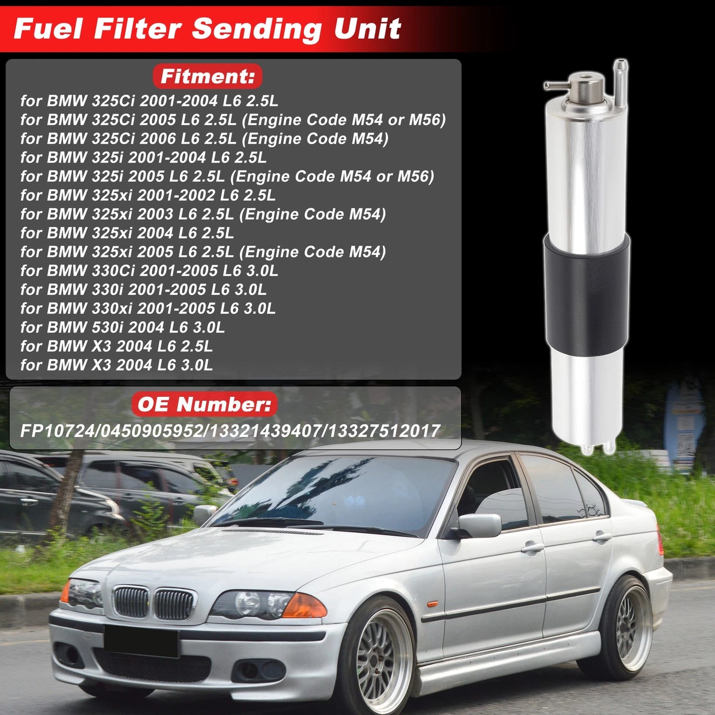 Fuel Filter Assembly for BMW 325Ci (2001–2004) No.FP10724 Metal 1 pcs