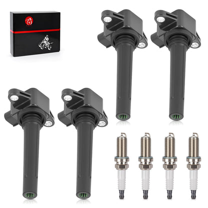 Set of 4 Ignition Coils with Spark Plugs for Yamaha RX1800 AX190 SX190 (2012–2018)
