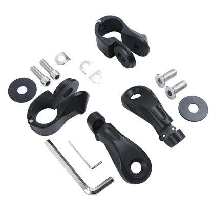 Matte Black 1-1/4" Highway Short Angled Foot Peg Mounts for Harley