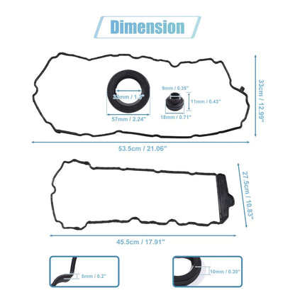 Engine Valve Cover Gasket Set of 2 VS50808R VS50502 for Chevrolet Cadillac CTS (2003–2019)
