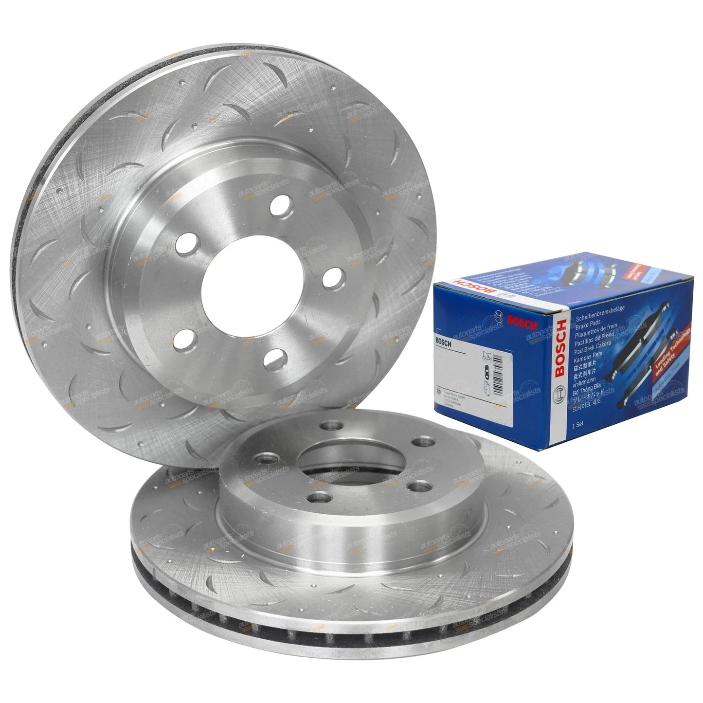 Front Drilled & Slotted Disc Rotors + Brake Pads for Falcon BA BF FG (2002–2012)