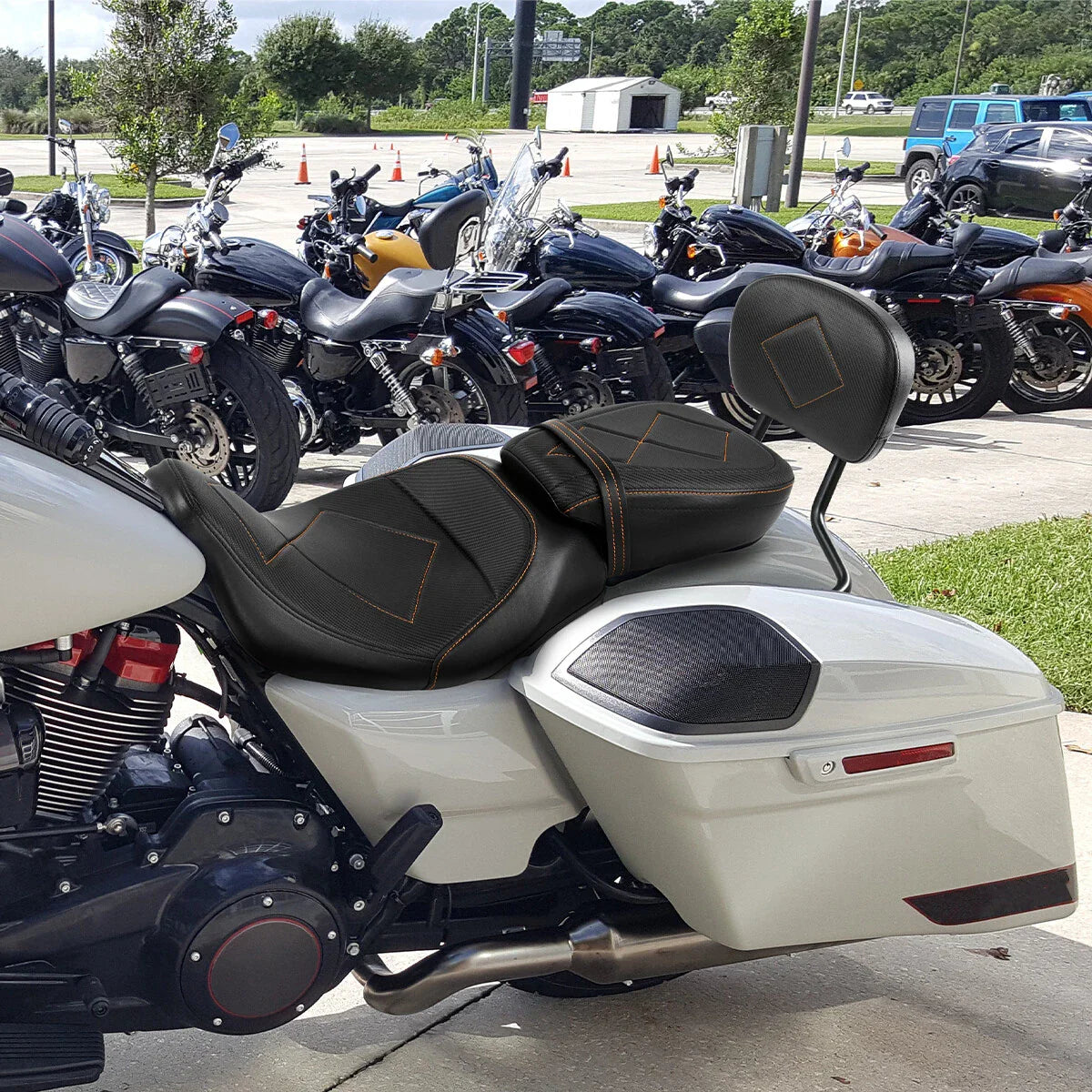 Driver & Passenger Seat Backrest Pad for Harley Touring Road Glide (2009-2023)