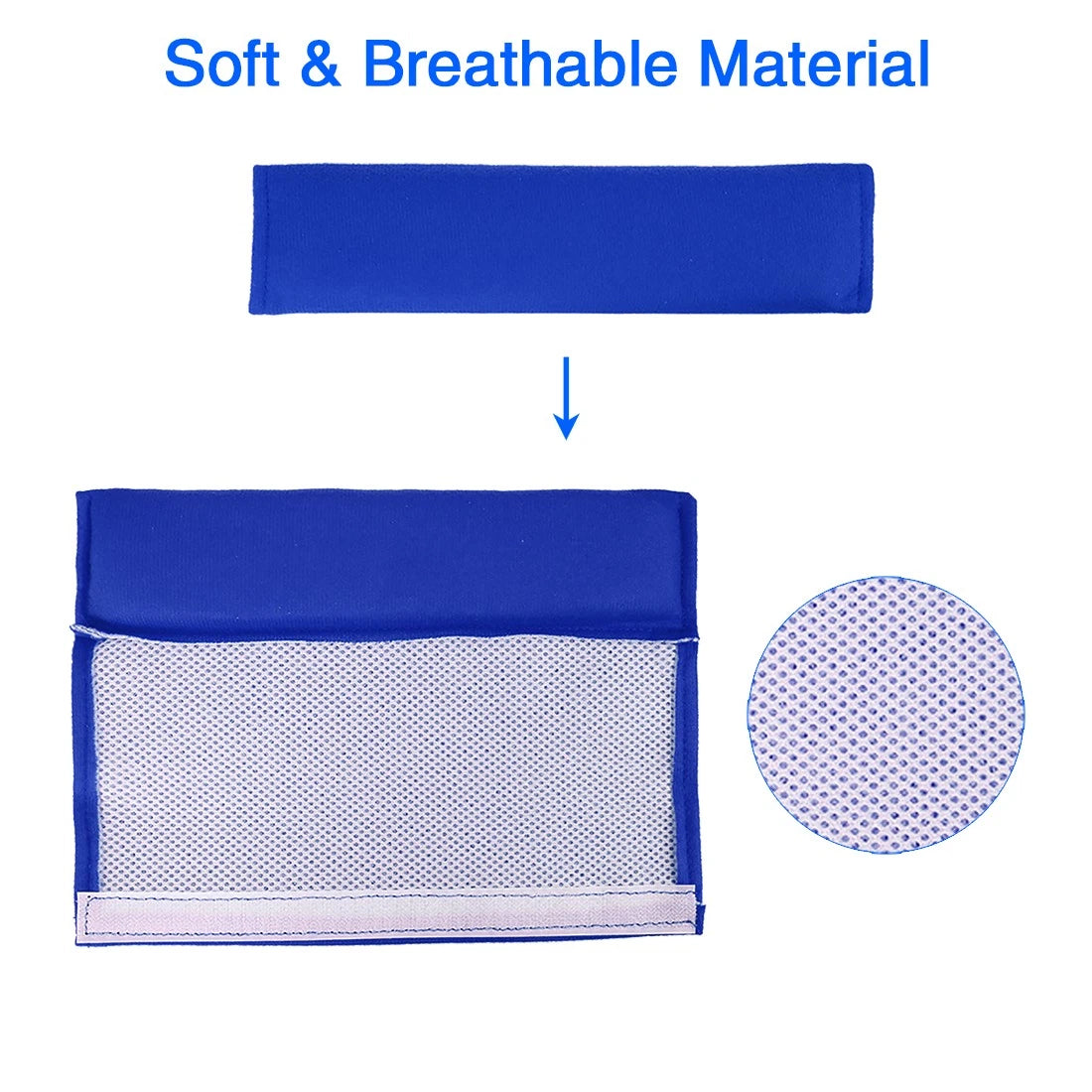 Set of 4 Universal Blue Seat Belt Cover Shoulder Pad Strap Protectors