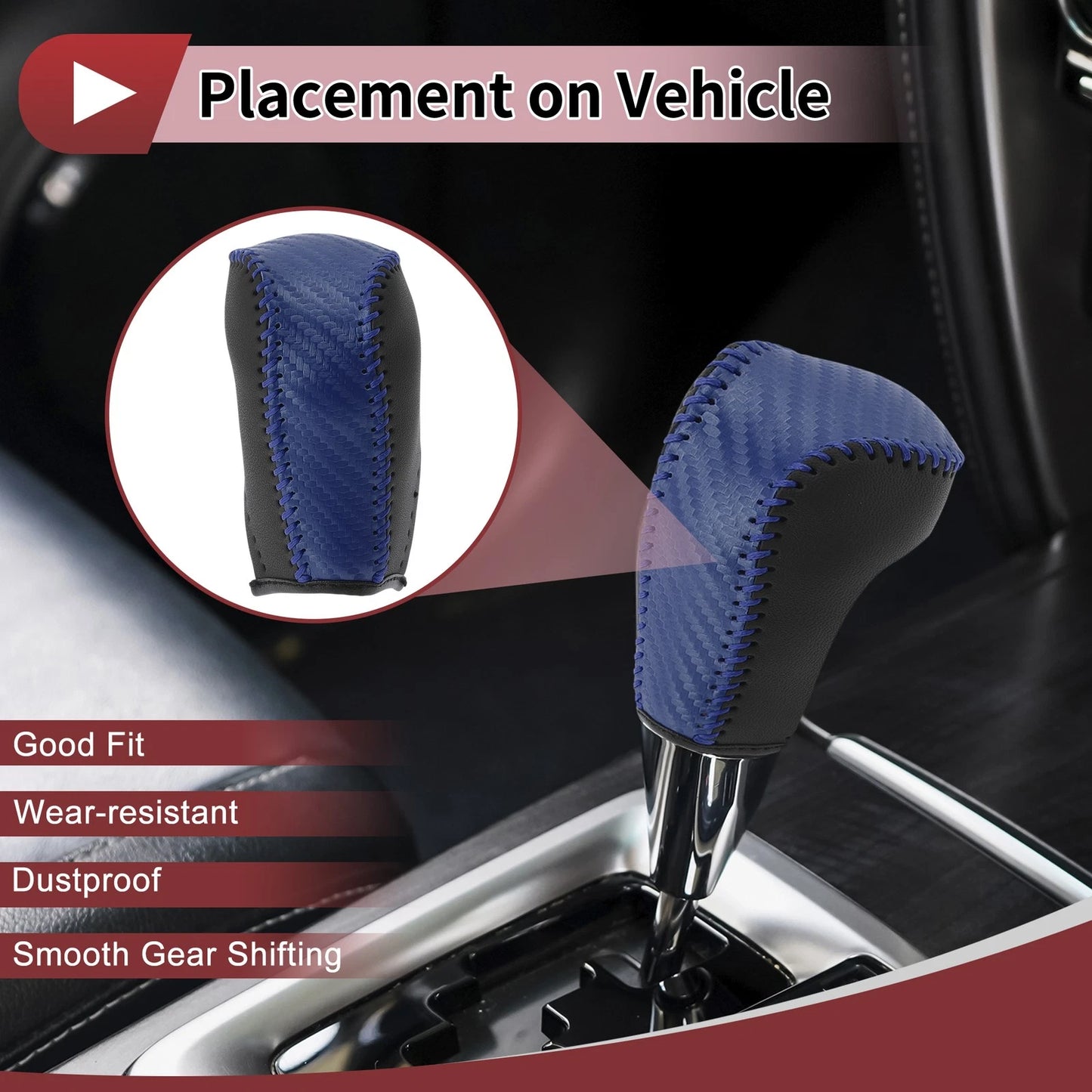 Gear Shift Knob Cover for Toyota Corolla (2014–2018) Blue Faux Leather