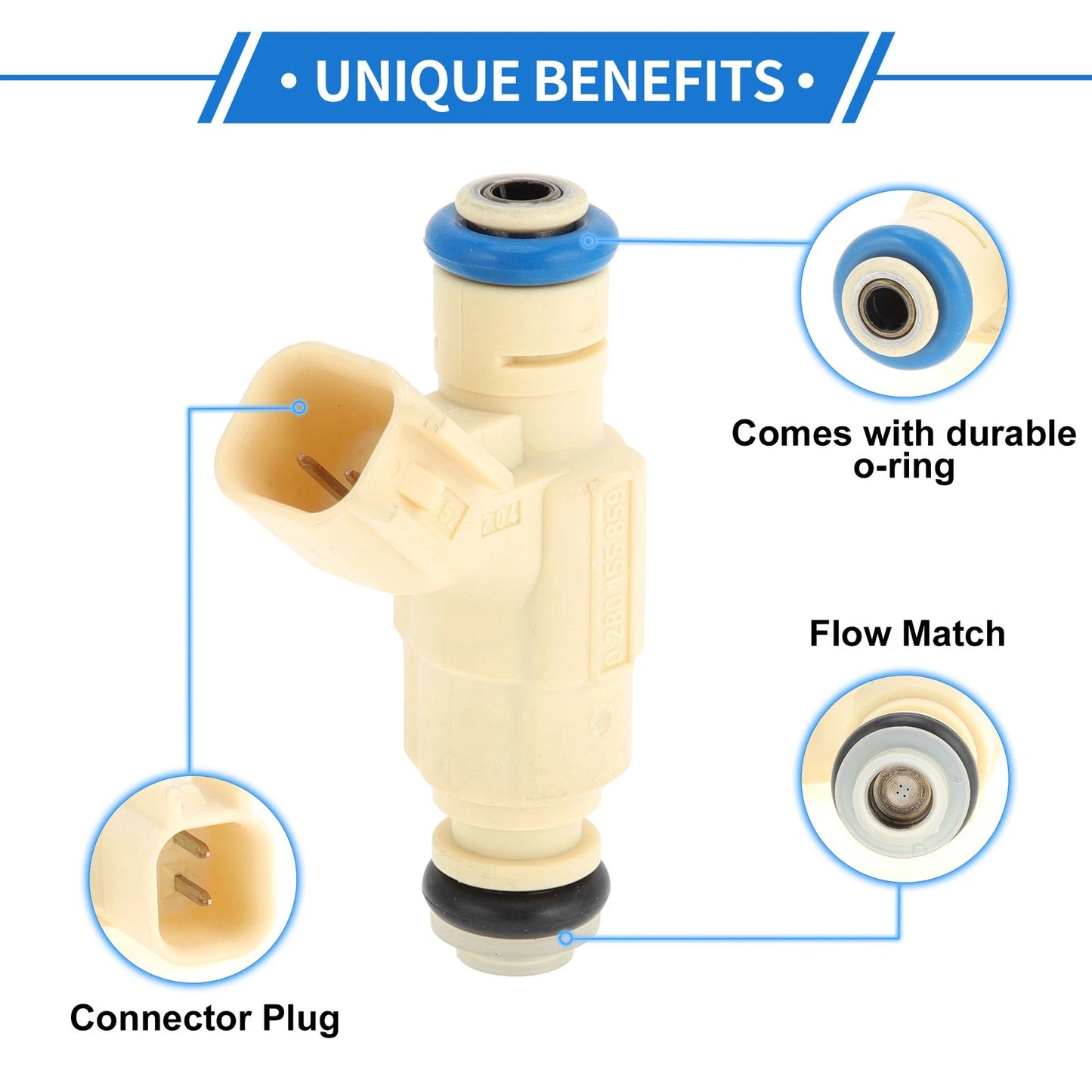 Fuel Injector No. 0280155859 for Ford Escort 2.0 (1999–2001) 1 Pc Beige