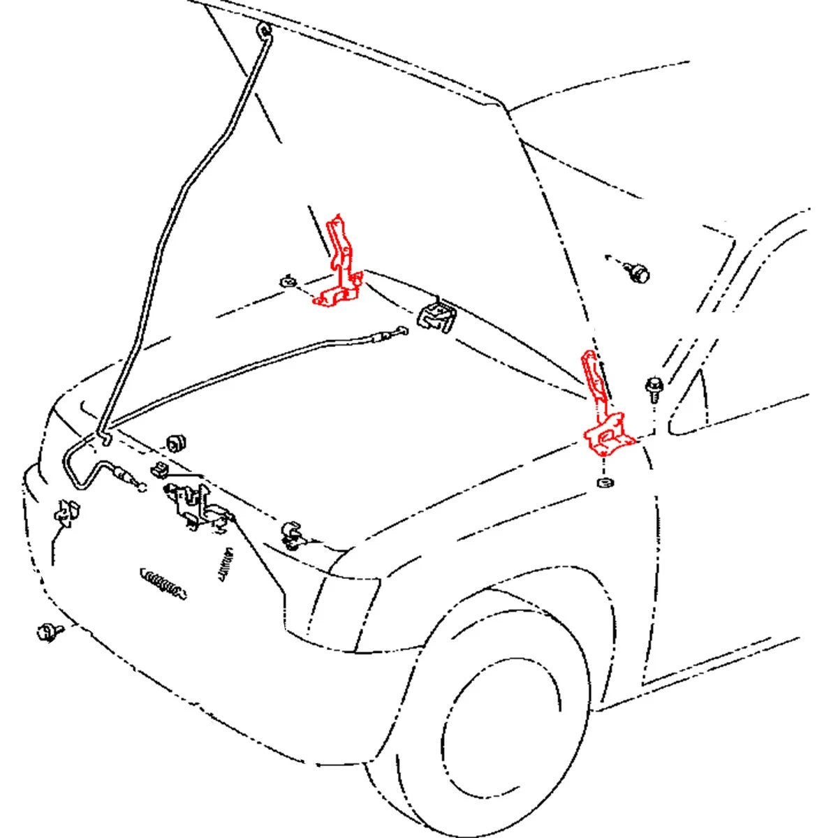 Hood Hinge Pair for Toyota Hilux Pickup (1997–2005)
