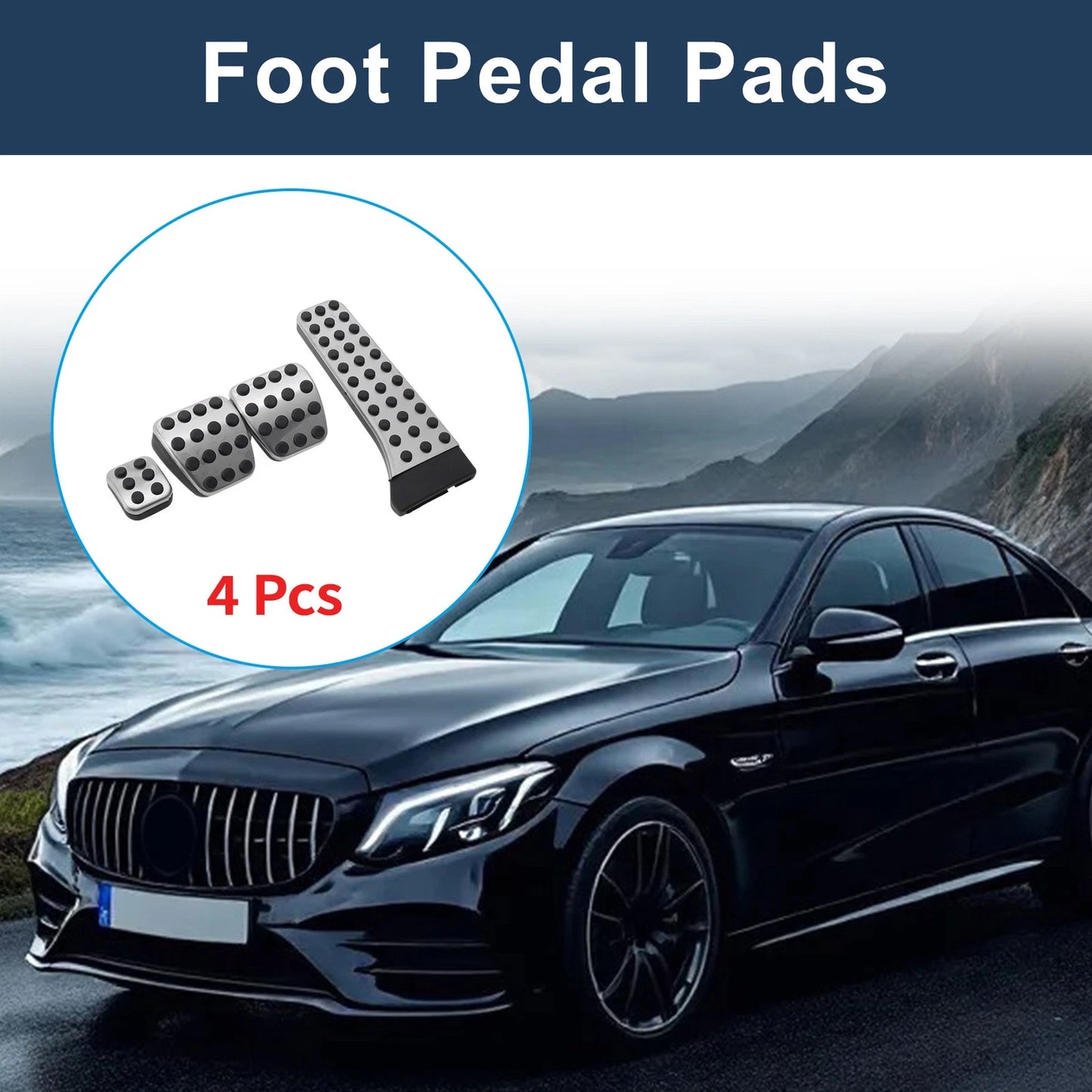 4Pcs Accelerator Pedal Covers for Mercedes Benz C-Class