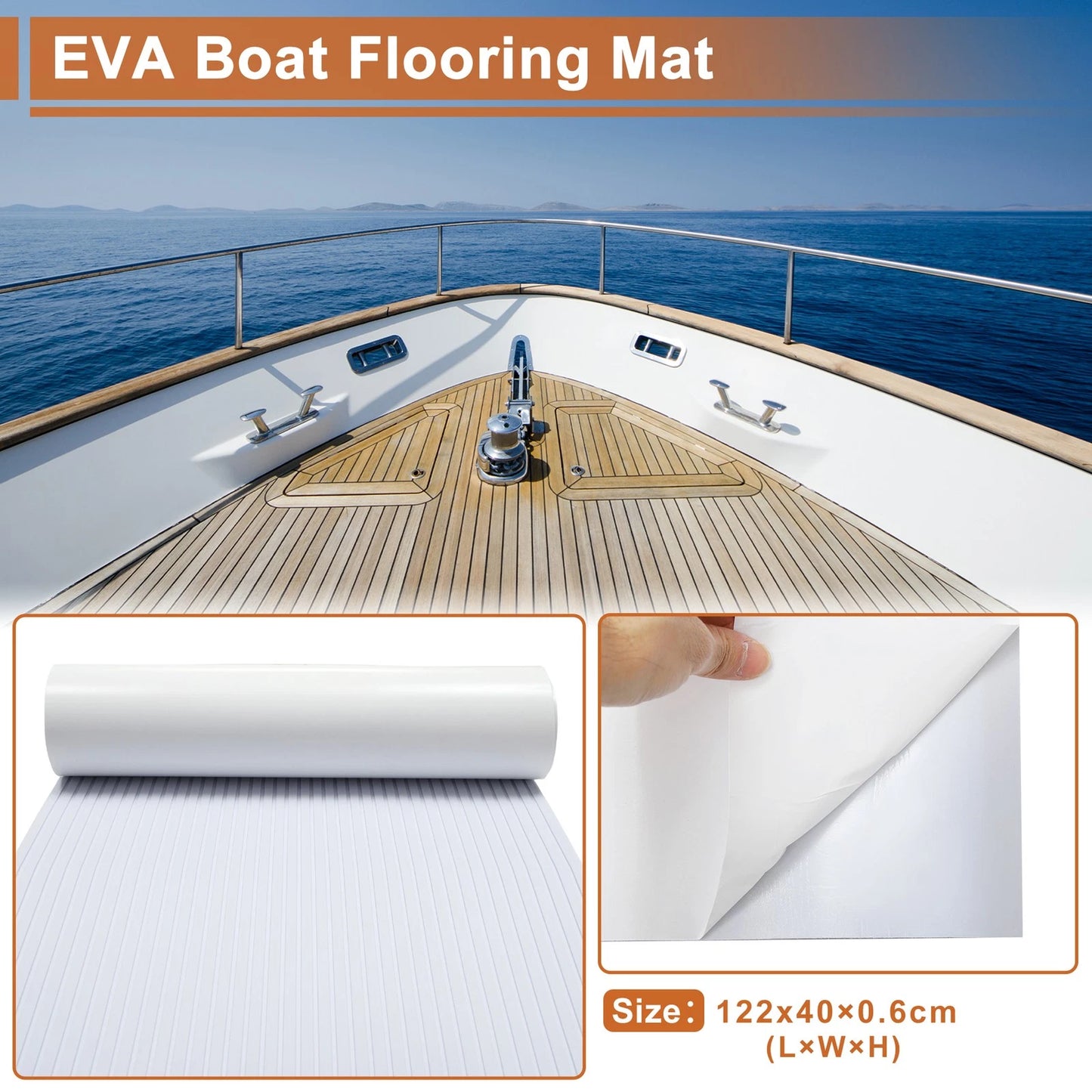 Self-Adhesive Boat Flooring Strip for Marine Use (48.03"L x 15.75"W)