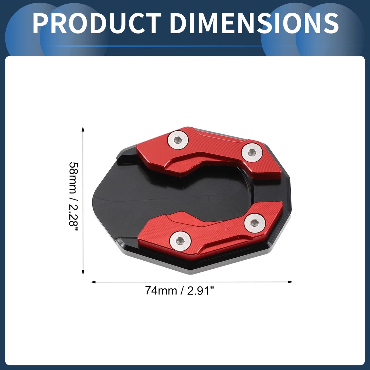 Side Stand Plate Pad for Motorcycle (1 Set) - Aluminum Alloy, Red
