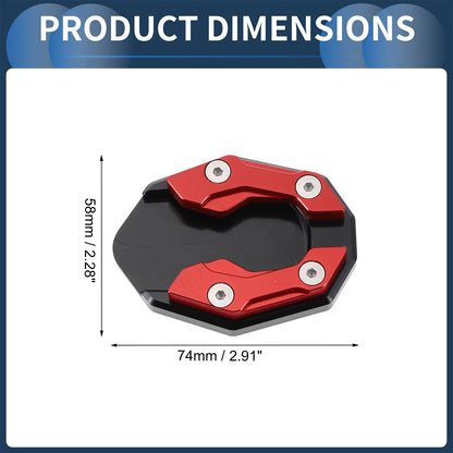 Side Stand Plate Pad for Motorcycle (1 Set) - Aluminum Alloy, Red