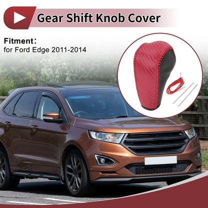1 Pc Gear Shift Knob Cover for Ford Edge (2011–2014) Red Faux Leather