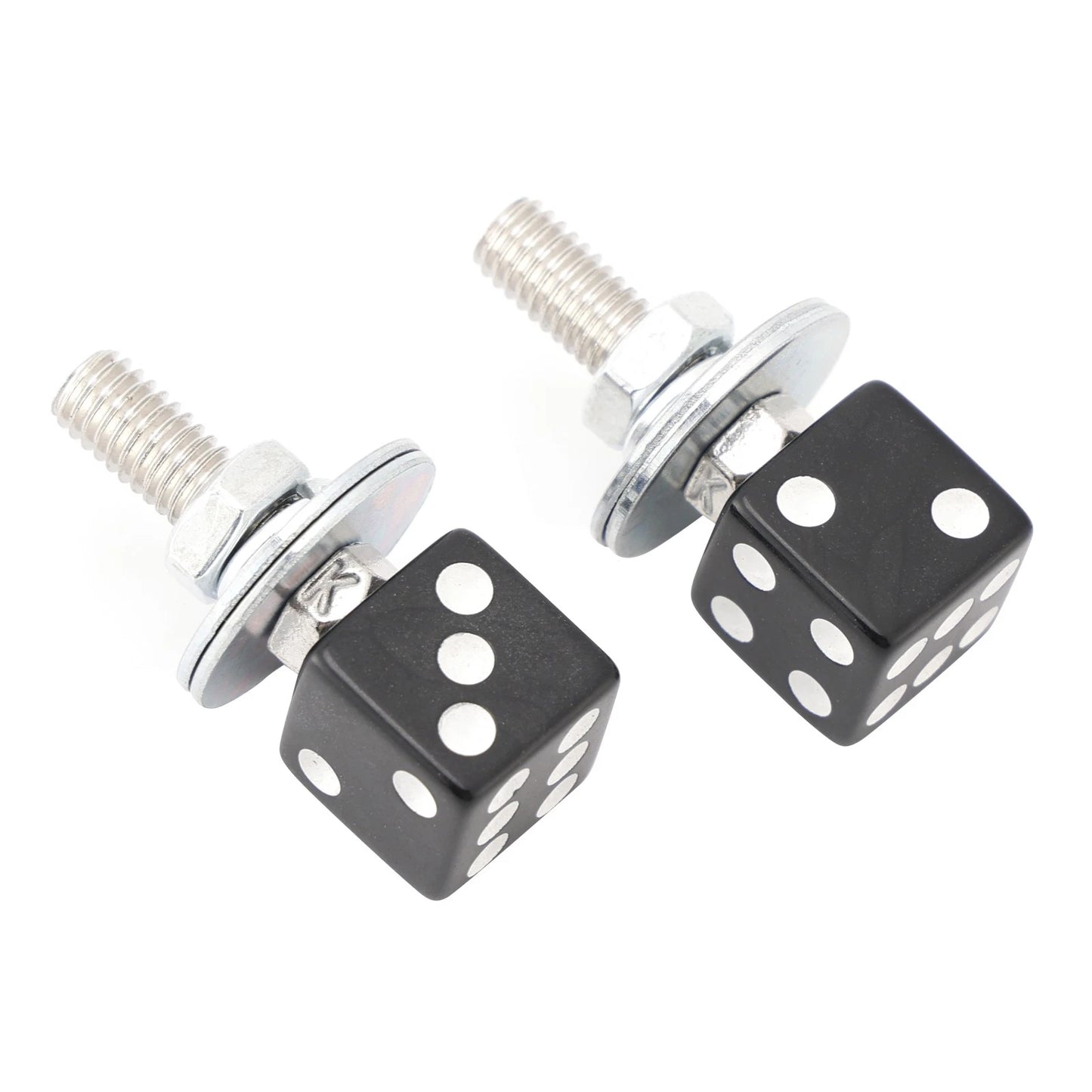License Plate Screws and Nuts for Motorcycle (Custom Dice, Black)