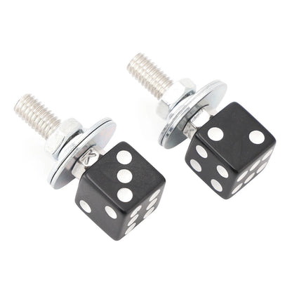 License Plate Screws and Nuts for Motorcycle (Custom Dice, Black)