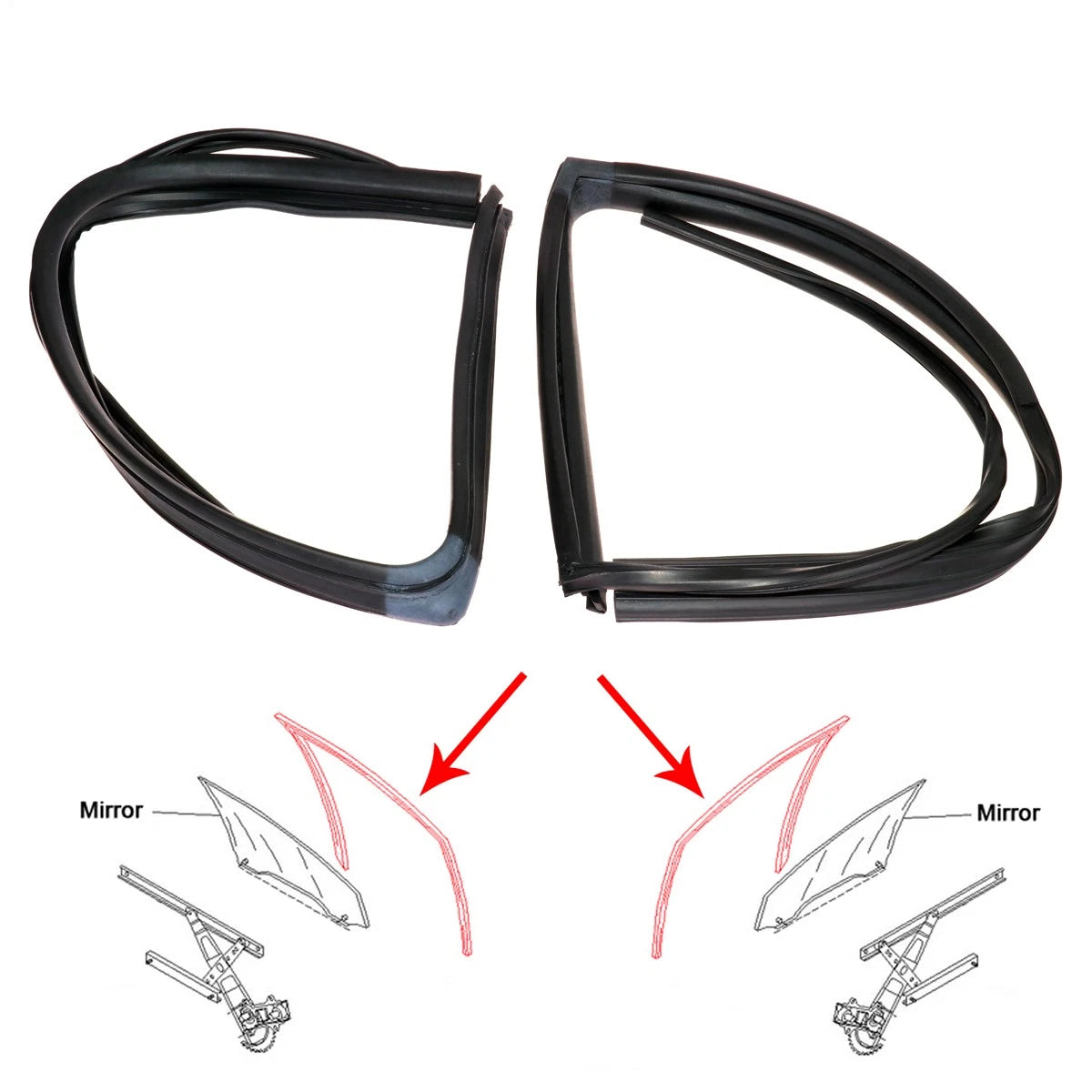 Set of 2 Rear Door Glass Run Channels for Nissan Sentra B13 (1990–1994)