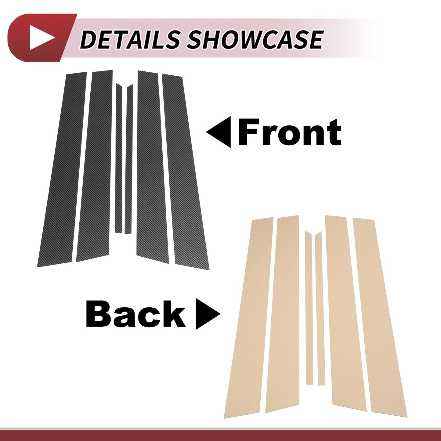 Set of 6 Door Pillar Window Trim for Nissan Altima (2002–2006) Carbon Fiber