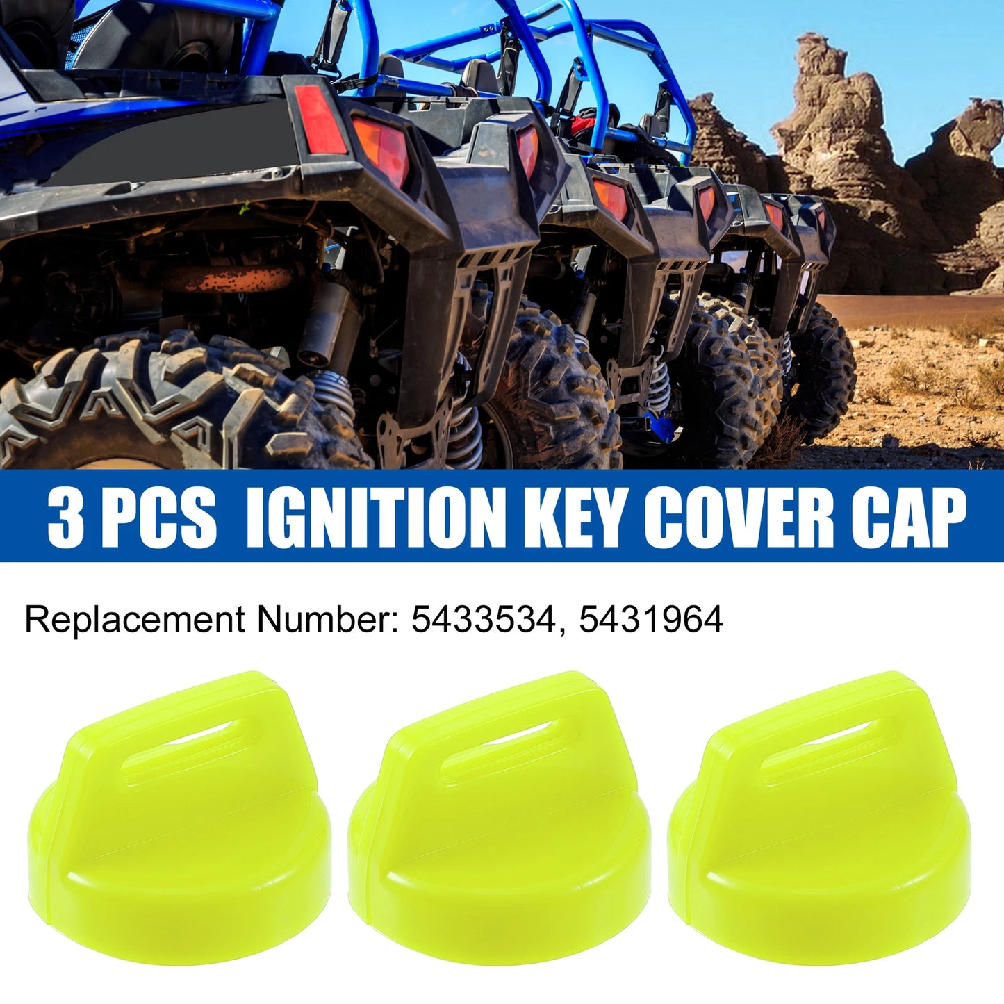 3pcs Ignition Key Cover Cap for Polaris Ranger Sportsman Scrambler