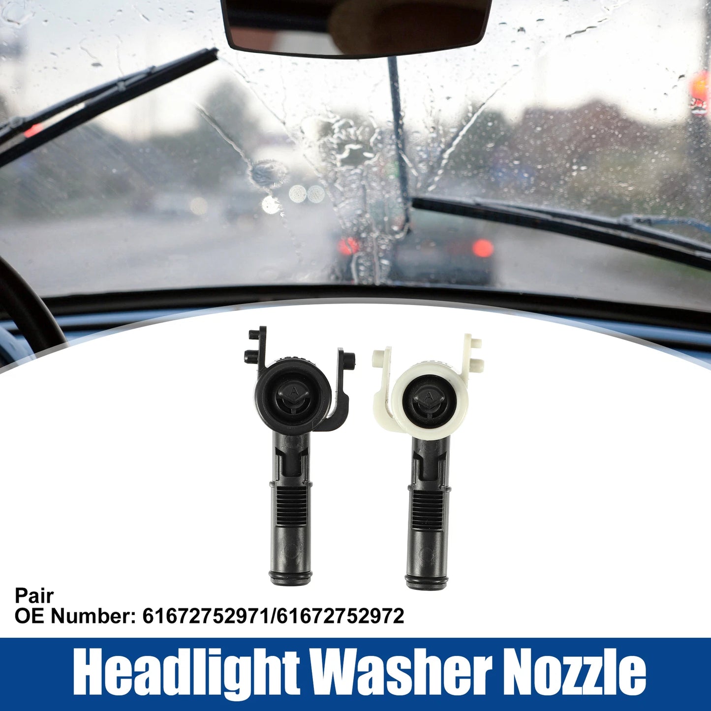 1 Pair Headlight Washer Nozzle for Mini Cooper (2002–2008) No. 61672752971