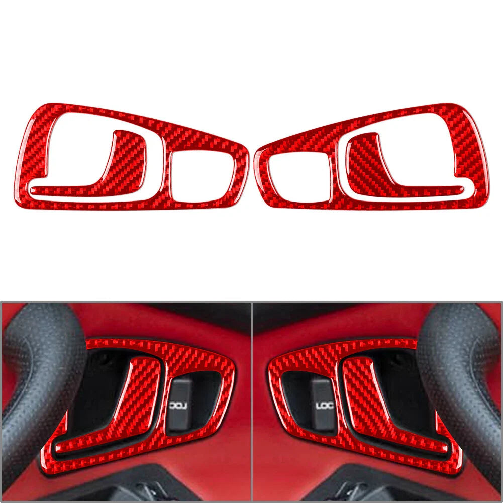 Carbon Fiber Red Interior Door Handle Cover Trim for Honda S2000 (2004-2009)