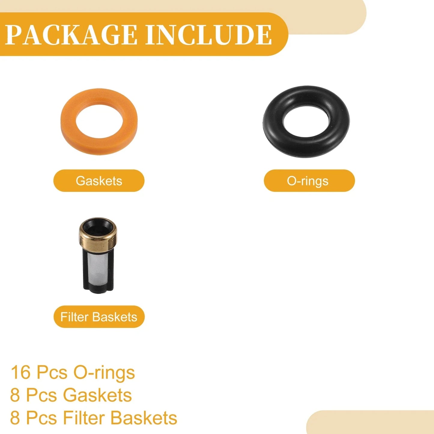Fuel Injector Seal O-Ring Set for Dodge Dakota (2002) - 8 x NBR Rubber Black