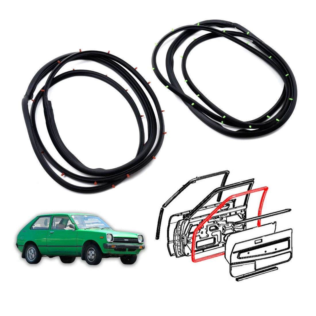 Door Weatherstrip Seal for Toyota Starlet 3DR Hatchback (1978–1984)