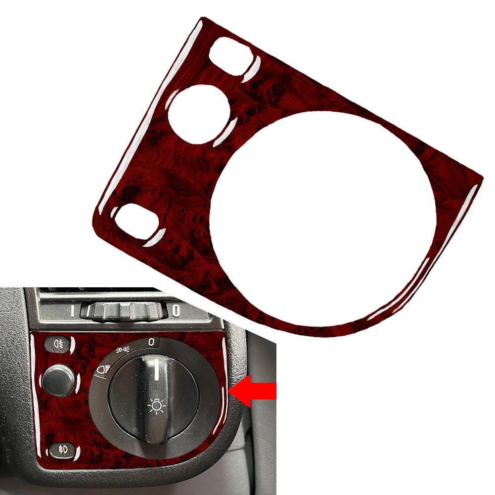 Red Wood Grain Headlight Switch Knob Cover Trim for BMW 3 Series E36 (1991–1999)