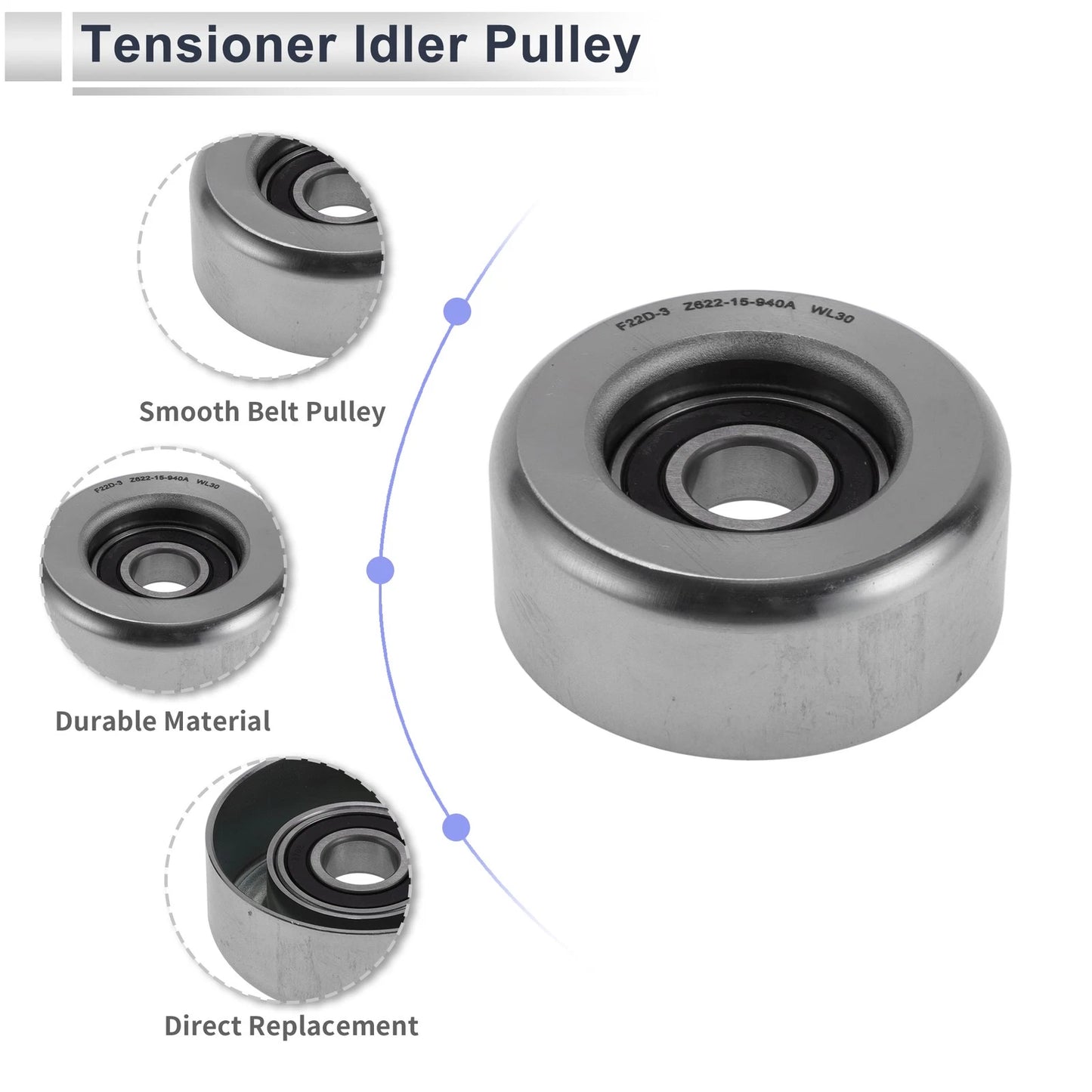 Drive Belt Idler Pulley for Fiesta Mk6 (2009–2013) No.Z62215940A Steel