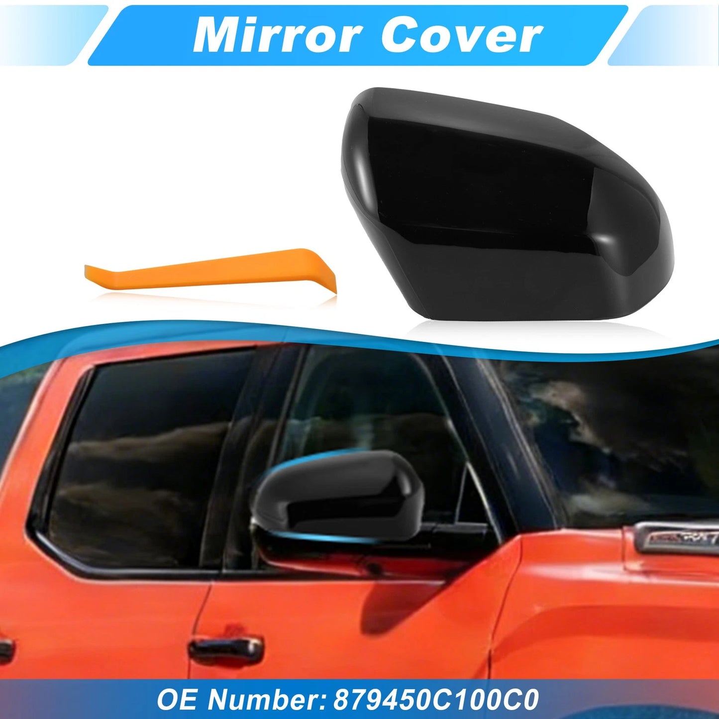 1Pc Glossy Black Right Side Mirror Cap for Toyota Tundra Sequoia (2022–2025)