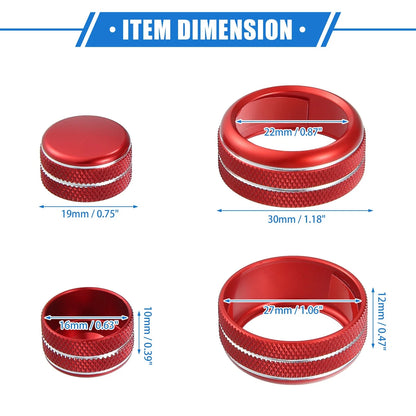 3 x AC Climate Control Knob Rings for Chevrolet Corvette C6 (2005-2013) Red