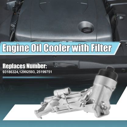 93186324 Engine Oil Cooler Oil Filter Housing with Gasket for Chevy Cruze (2011–2019)